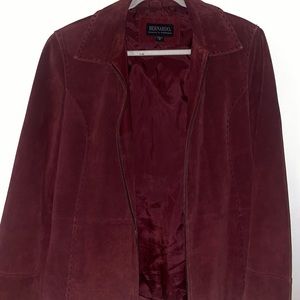 VINTAGE Burgundy Suede Collared Jacket | Size M